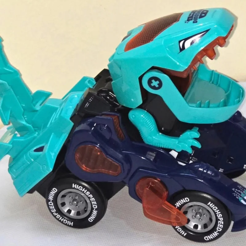 Interactive Transforming Dinosaur Stunt Car – 360° Rotating Electronic Vehicle with Colorful LED Lights & Sound Effects